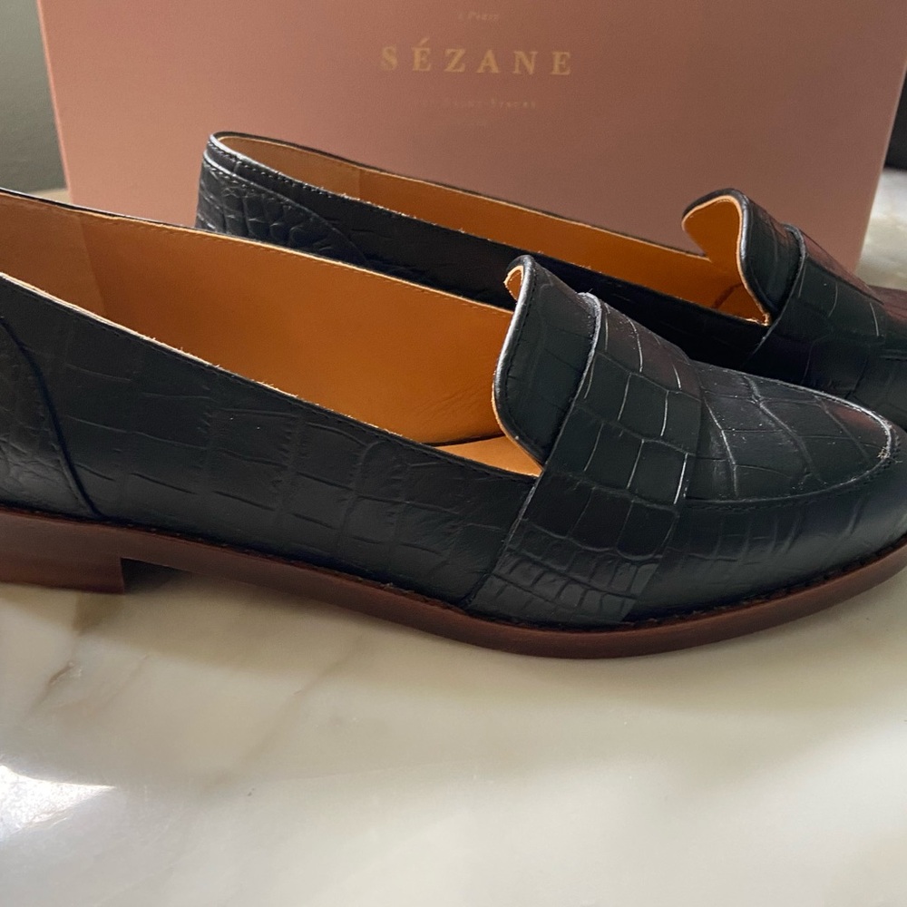 Sézane Michel mocassins in noir croco